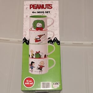 New Peanuts Snoopy 4 Piece Mug Set Collectible 15 Oz Dishwasher Microwave Safe